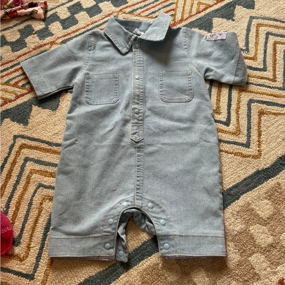 Baby 6-9 months denim romper short sleeve